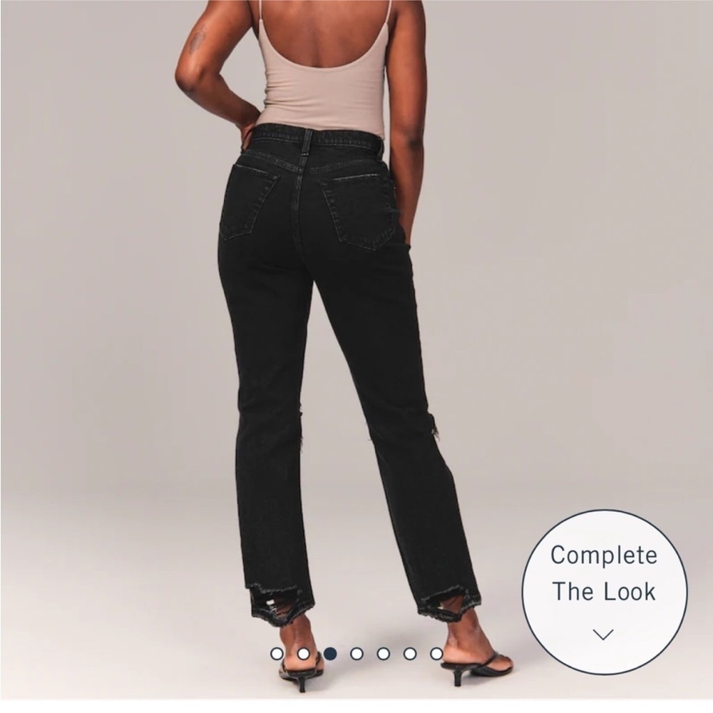 The Ankle Straight Ultra High Rise Curve Love Black Distressed 27/4S